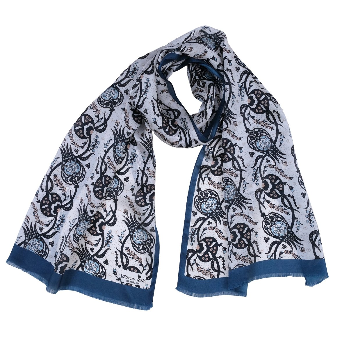 Sirali Lale Breathable Silk Scarf in Teal Color - TryAladdin