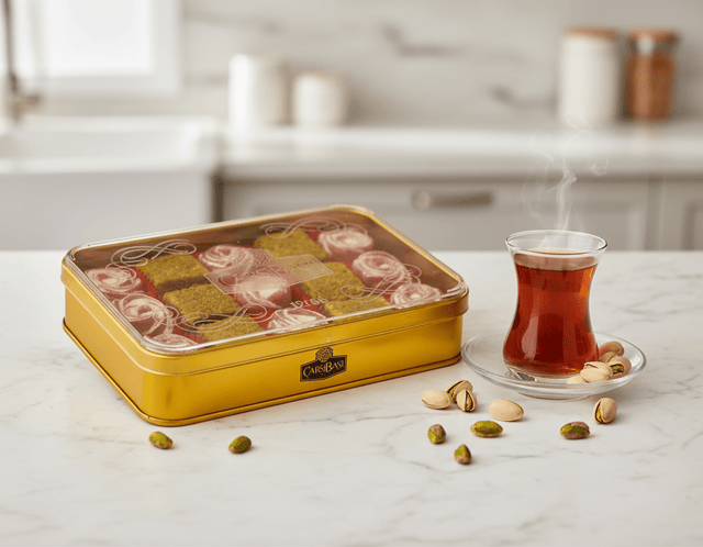 Carsibasi Premium Assorted Turkish Delight (Pistachio & Rose) - 310g Gift Tin - TryAladdin