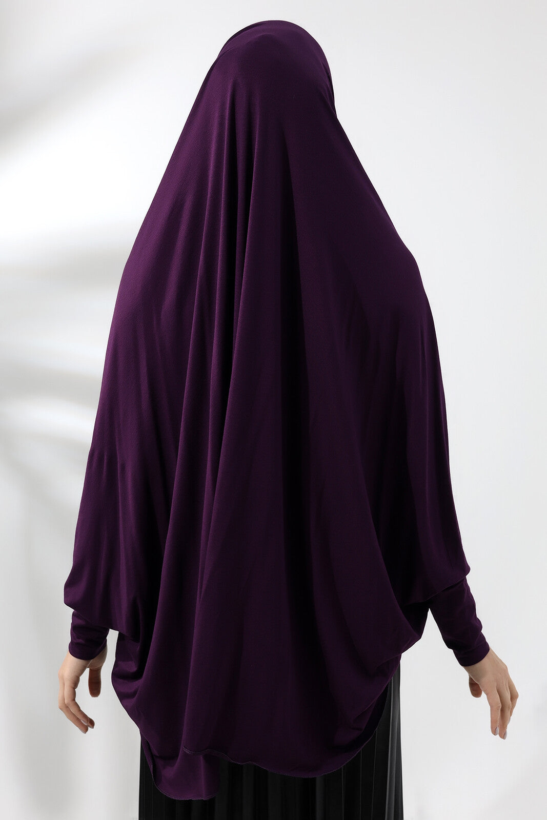 Hijab Pronto da Indossare Plum Pratico con Maniche in Cotone Pettinato Sciarpa Hijab Soufflé
