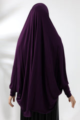 Hijab Pronto da Indossare Plum Pratico con Maniche in Cotone Pettinato Sciarpa Hijab Soufflé