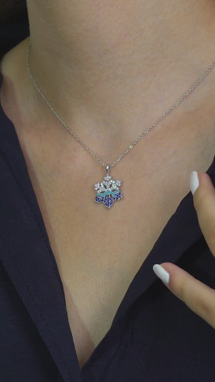 Taki | Collana di Fiocco di Neve in Pietra Colorata Placcata Argento