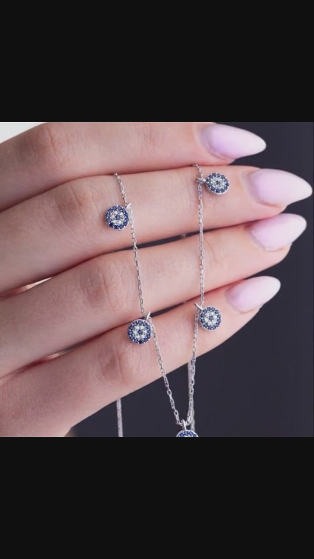 Rhodium beschichtete 925 Sterlingsilber Nazar Bösen Blick Schutz & Glücksbringer Halskette mit Zirkon