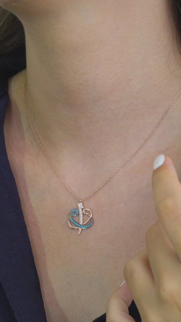 Taki | Collana in argento per donne motivata islamicamente con lettere Double Waw Aleph e pietra turchese
