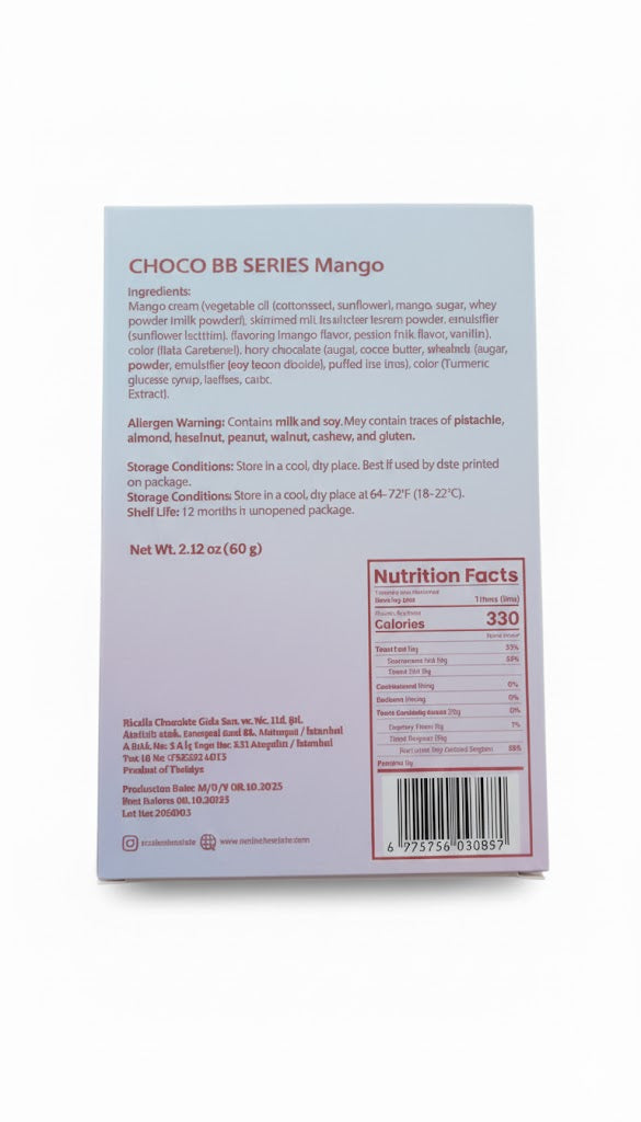 Ricolle Babbulu (BB) Serie Mango Popping Candy Chocolade - 2.12oz (60g)